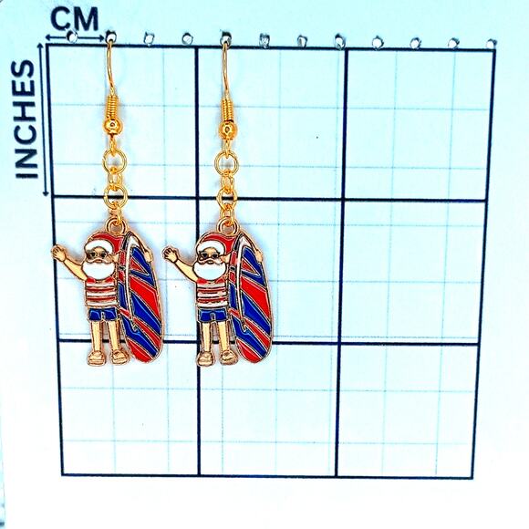 Surfing Santa Earrings | Beach Christmas Jewelry | Tropical Holiday Dangle - Picture 3 of 4